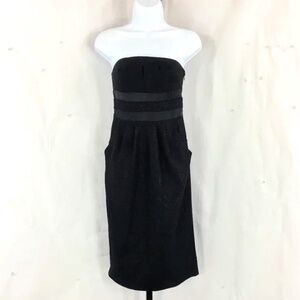 Diane von Furstenberg Dress Black Filomena Strapless Wool Silk Midi Dress Sz 4